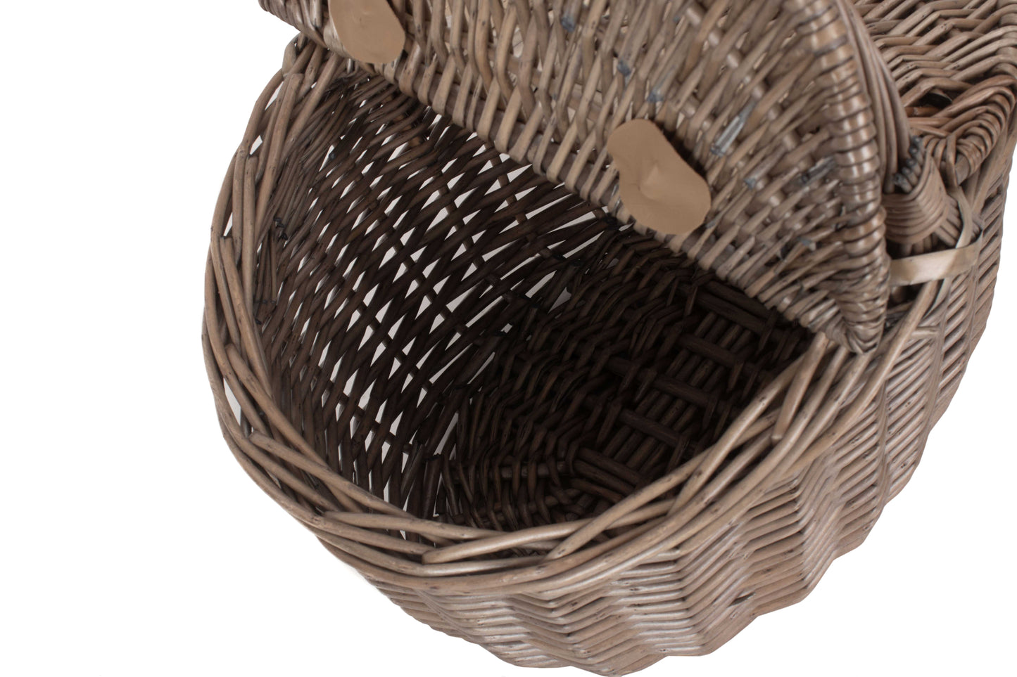 SMALL ANTIQUE WASH FINISH OVAL PICNIC BASKET
