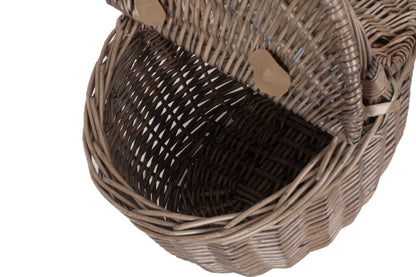 SMALL ANTIQUE WASH FINISH OVAL PICNIC BASKET