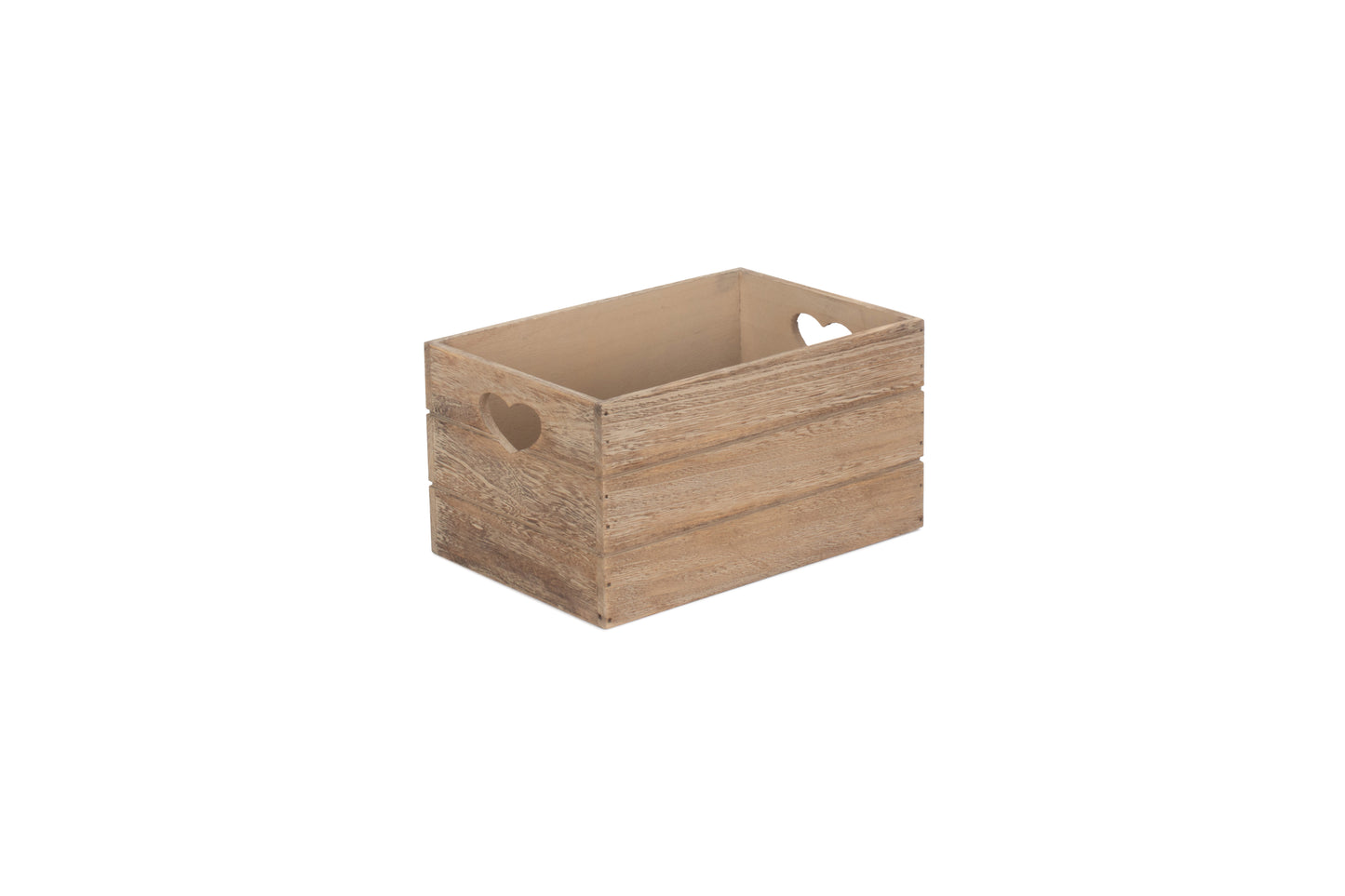 SMALL OAK EFFECT HEART CUT-OUT CRATE