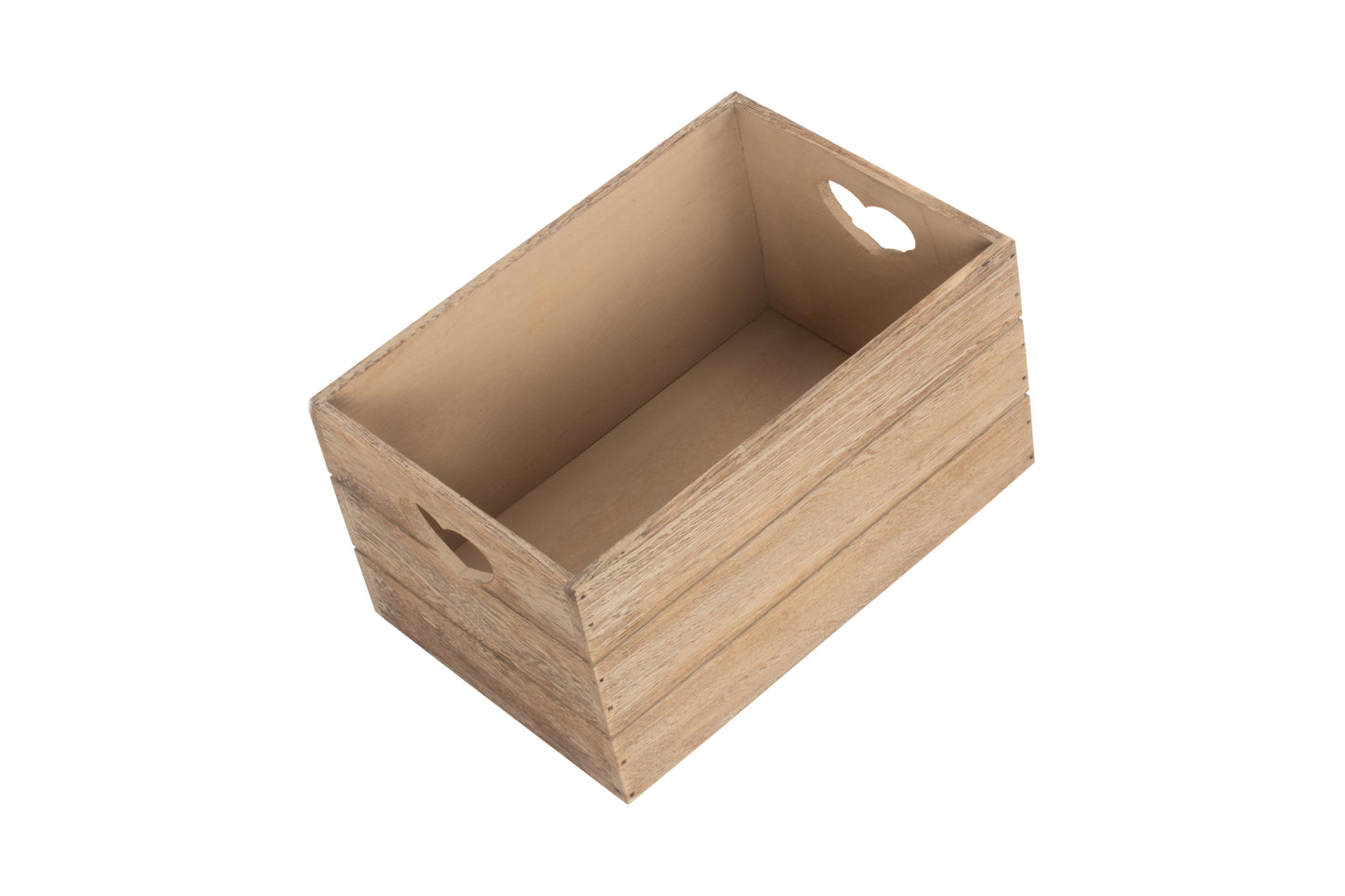 SMALL OAK EFFECT HEART CUT-OUT CRATE