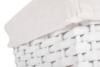 SMALL WHITE WICKER STORAGE BASKET