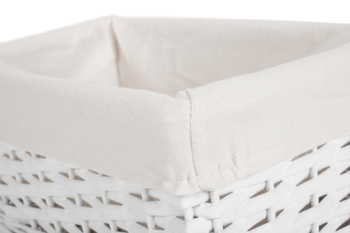 SMALL WHITE WICKER STORAGE BASKET