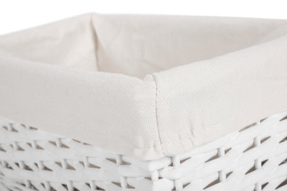 SMALL WHITE WICKER STORAGE BASKET