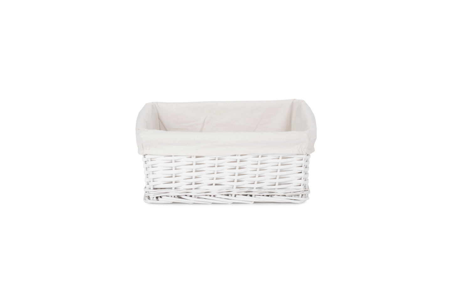 MEDIUM WHITE WICKER STORAGE BASKET