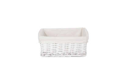 MEDIUM WHITE WICKER STORAGE BASKET