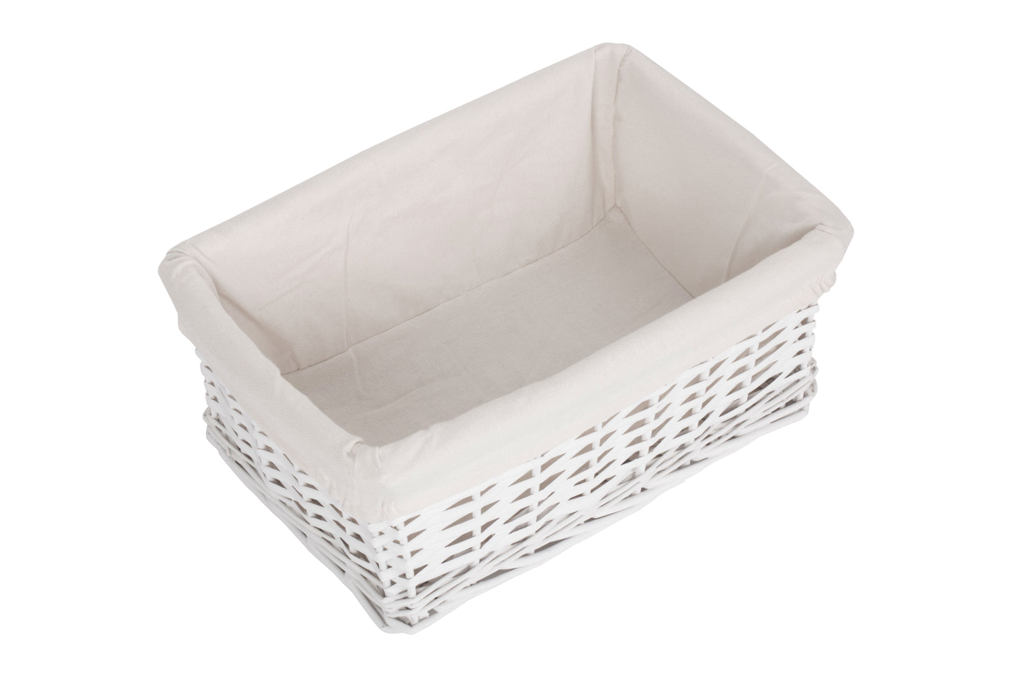 MEDIUM WHITE WICKER STORAGE BASKET