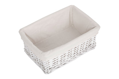 MEDIUM WHITE WICKER STORAGE BASKET