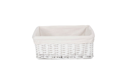 LARGE WHITE WICKER STORAGE BASKET