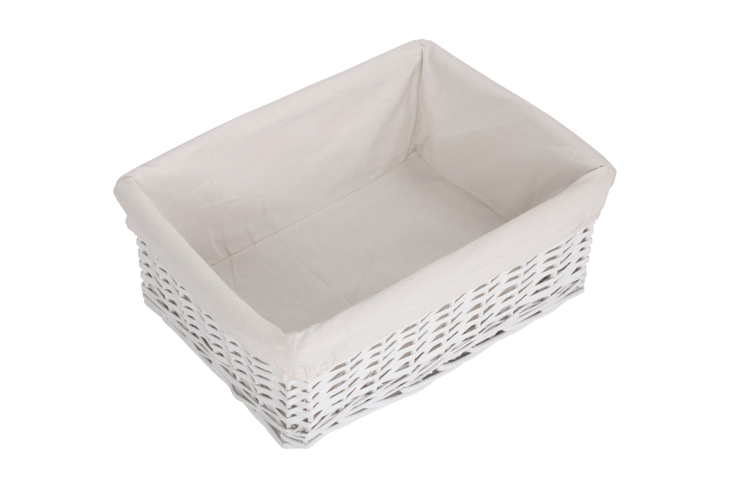 LARGE WHITE WICKER STORAGE BASKET