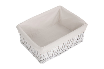 LARGE WHITE WICKER STORAGE BASKET