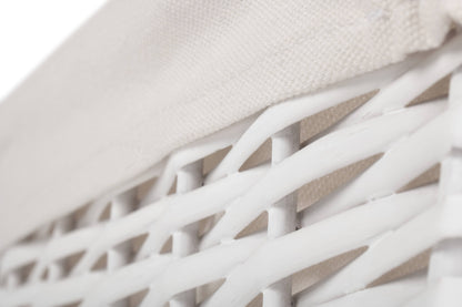 LARGE WHITE WICKER STORAGE BASKET