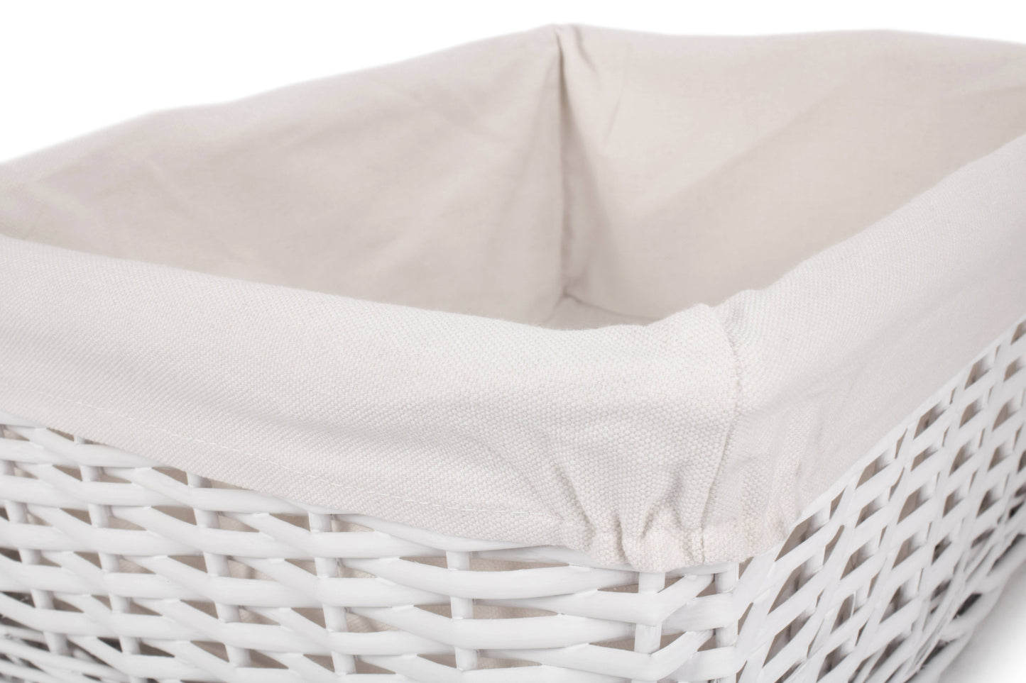 LARGE WHITE WICKER STORAGE BASKET