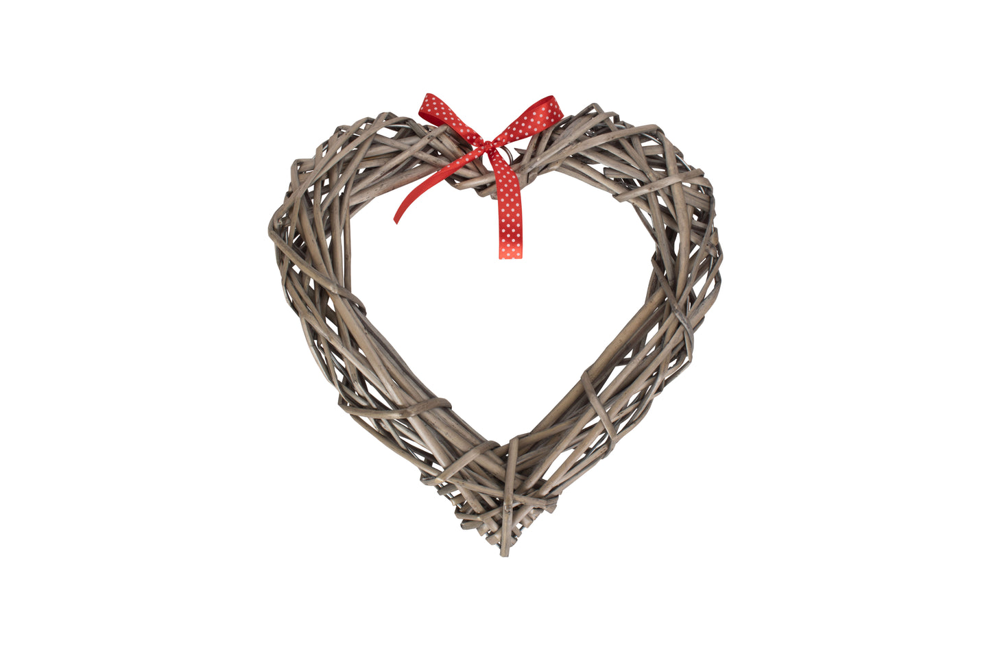SMALL HEART WREATH with RED SPOTTY RIBBON