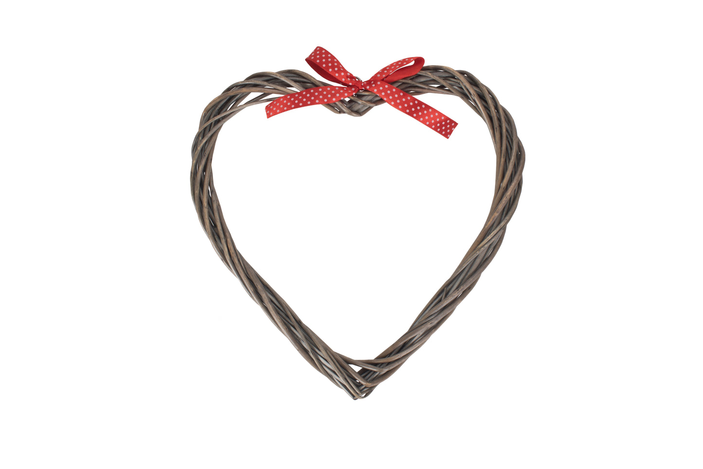 SLIM HEART WREATH with RED SPOTTY RIBBON