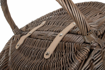 ANTIQUE WASH FINISH OVAL PICNIC BASKET