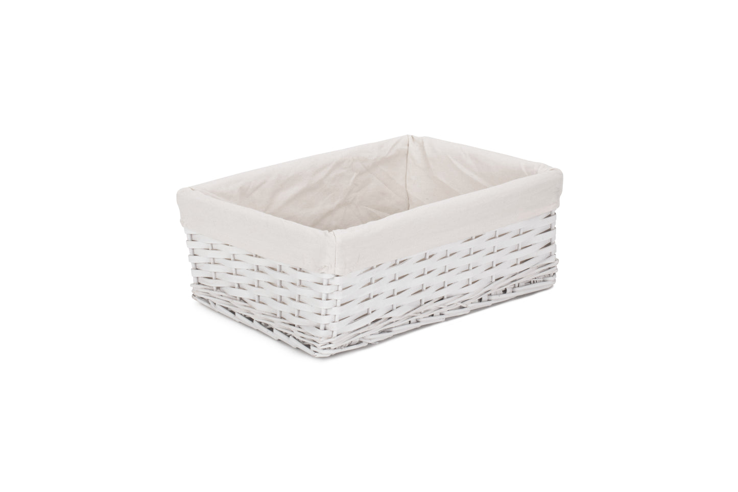 LARGE WHITE CHIPWOOD STORAGE BASKET