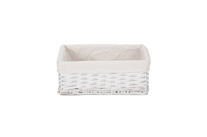 LARGE WHITE CHIPWOOD STORAGE BASKET