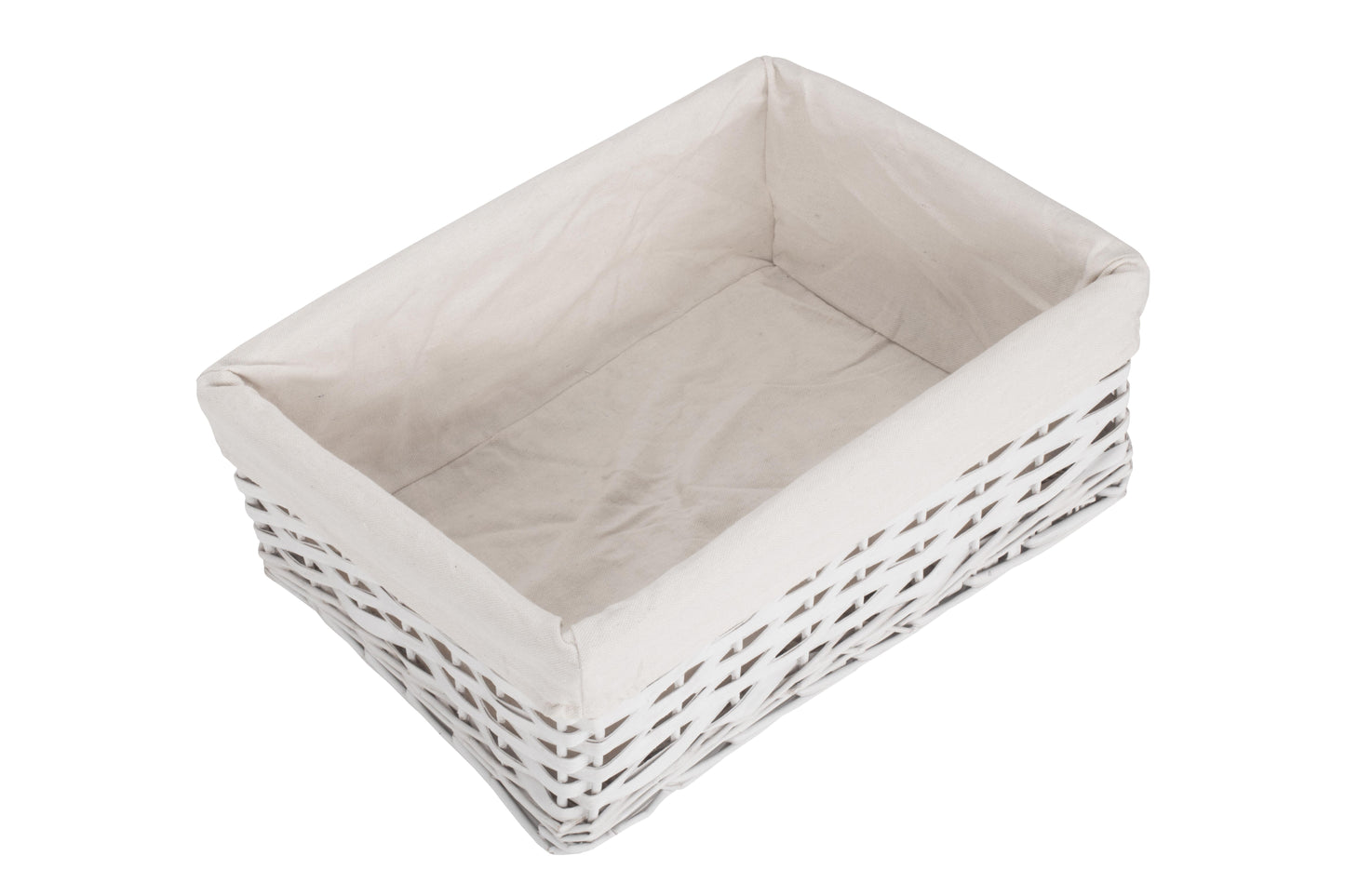 LARGE WHITE CHIPWOOD STORAGE BASKET