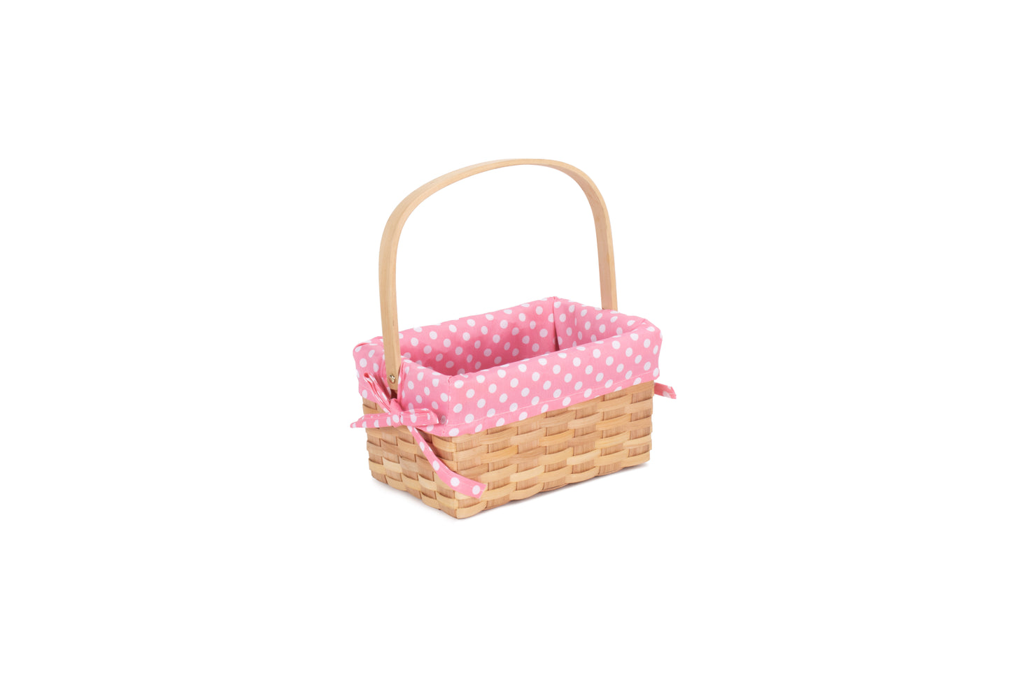 CHIPWOOD SWING HANDLE BASKET with PINK LINING
