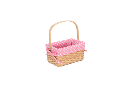 CHIPWOOD SWING HANDLE BASKET with PINK LINING