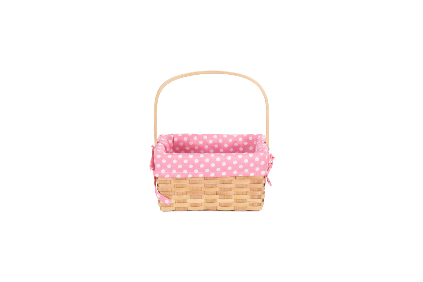 CHIPWOOD SWING HANDLE BASKET with PINK LINING