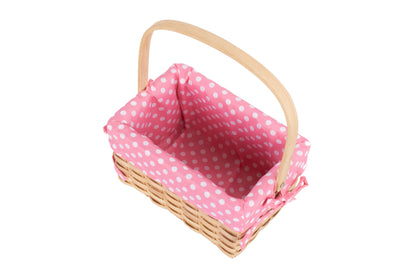CHIPWOOD SWING HANDLE BASKET with PINK LINING