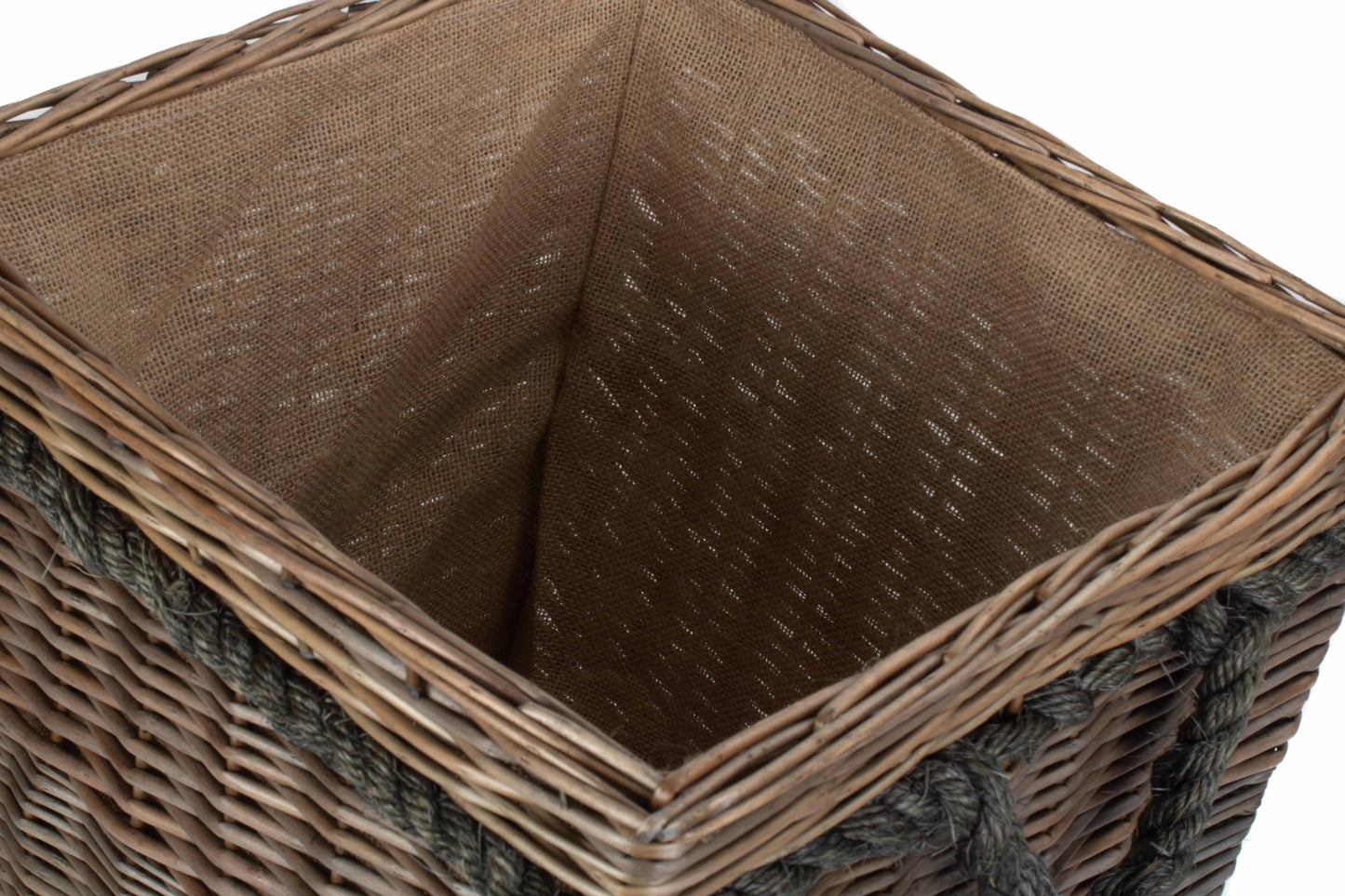 SQUARE ROPE HANDLED STORAGE BASKET