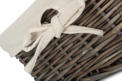 ANTIQUE WASH FINISH WILLOW TRAYS with LINING set 2