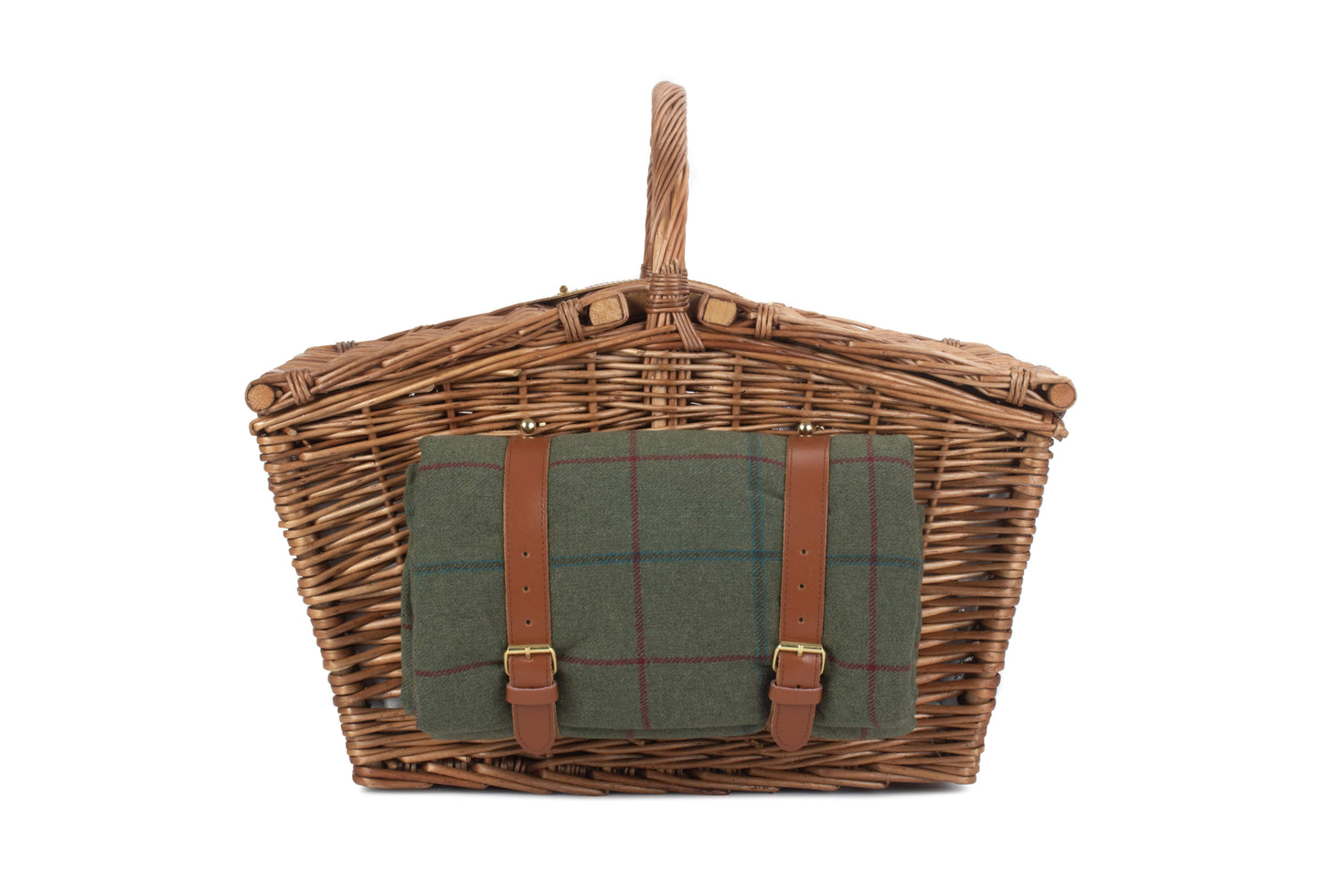 ELEGANT 4 PERSON GREEN TWEED HAMPER