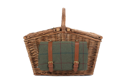 ELEGANT 4 PERSON GREEN TWEED HAMPER