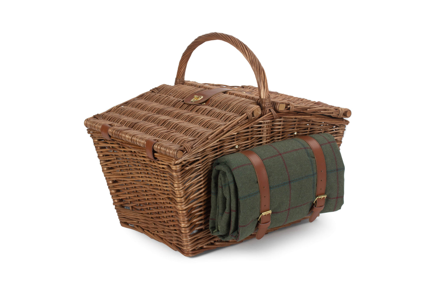 ELEGANT 4 PERSON GREEN TWEED HAMPER