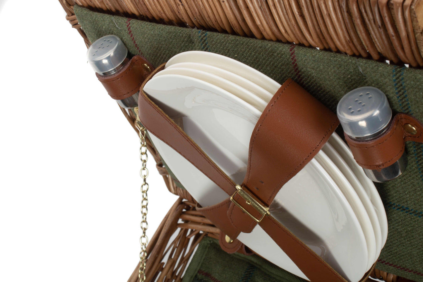ELEGANT 4 PERSON GREEN TWEED HAMPER