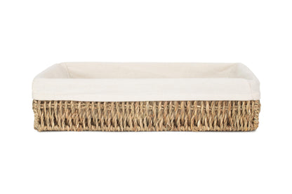 SMALL LINED RECTANGULAR SEAGRASS TRAY