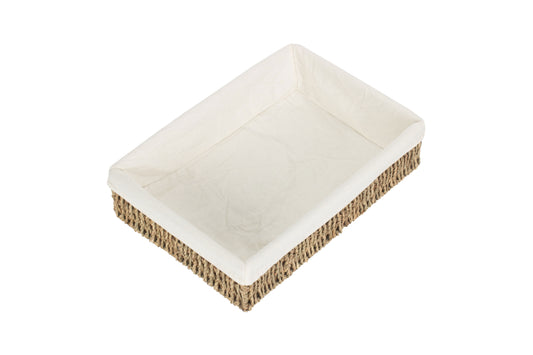 MEDIUM LINED RECTANGULAR SEAGRASS TRAY
