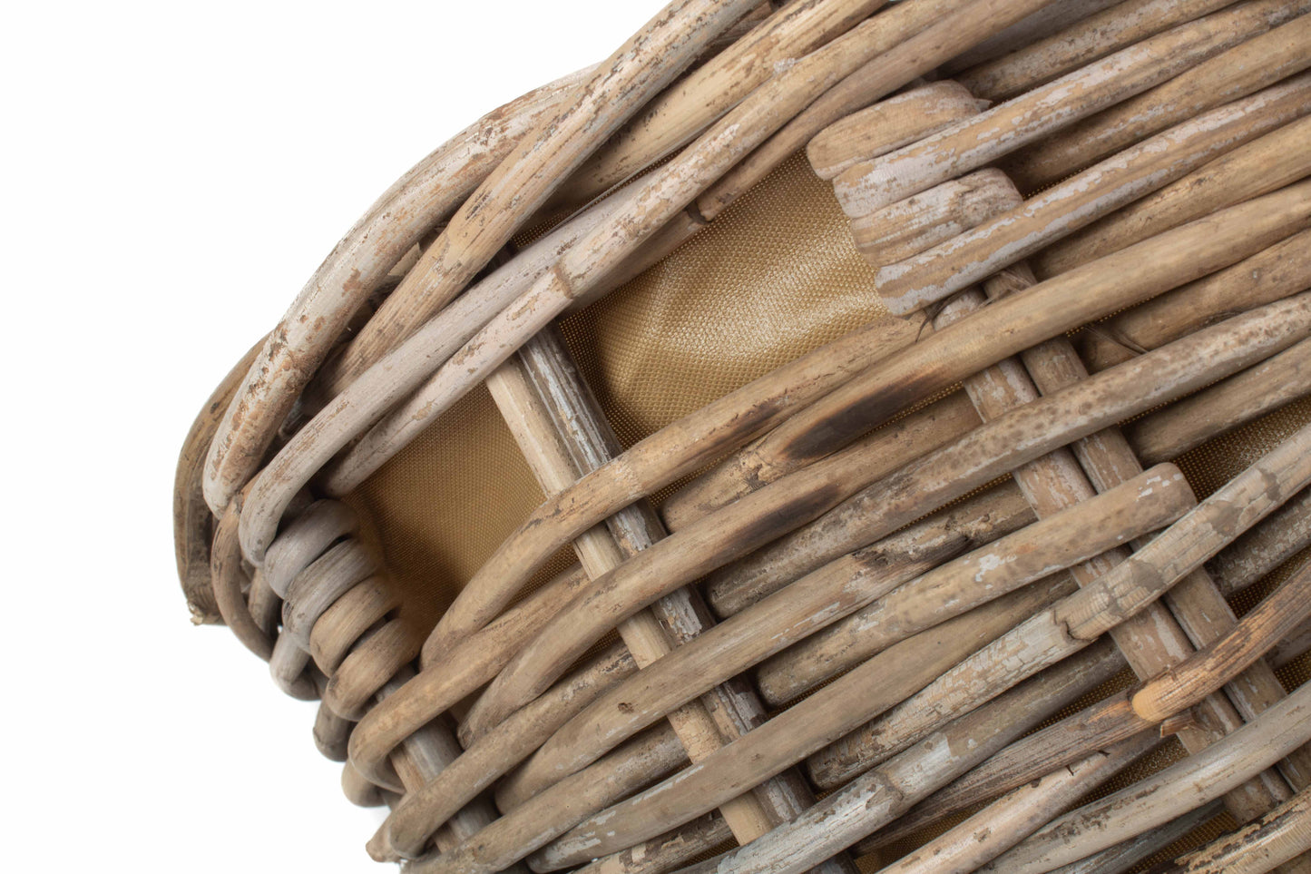 LARGE BOAT SHAPED RATTAN LOG BASKET with CORDURA LINING