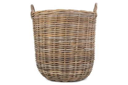 LARGE CORDURA LINED TALL ROUND FIRESIDE RATTAN LOG BASKET