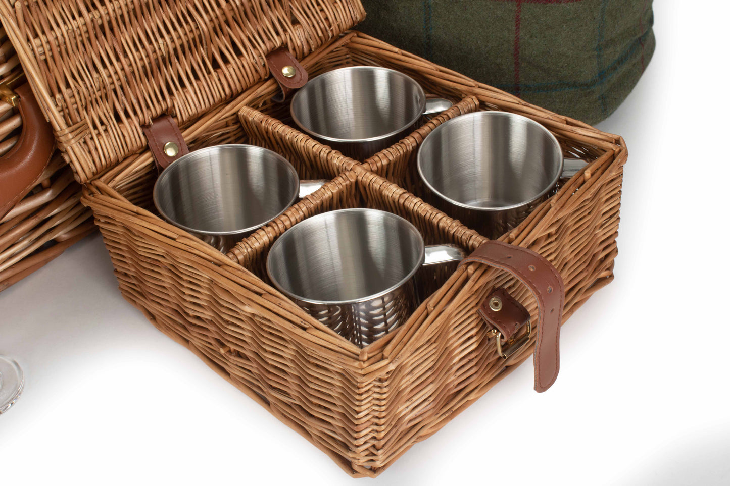 DELUXE GREEN TWEED 4 PERSON HAMPER