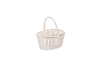 CHILD'S WHITE WASH LIDDED HAMPER