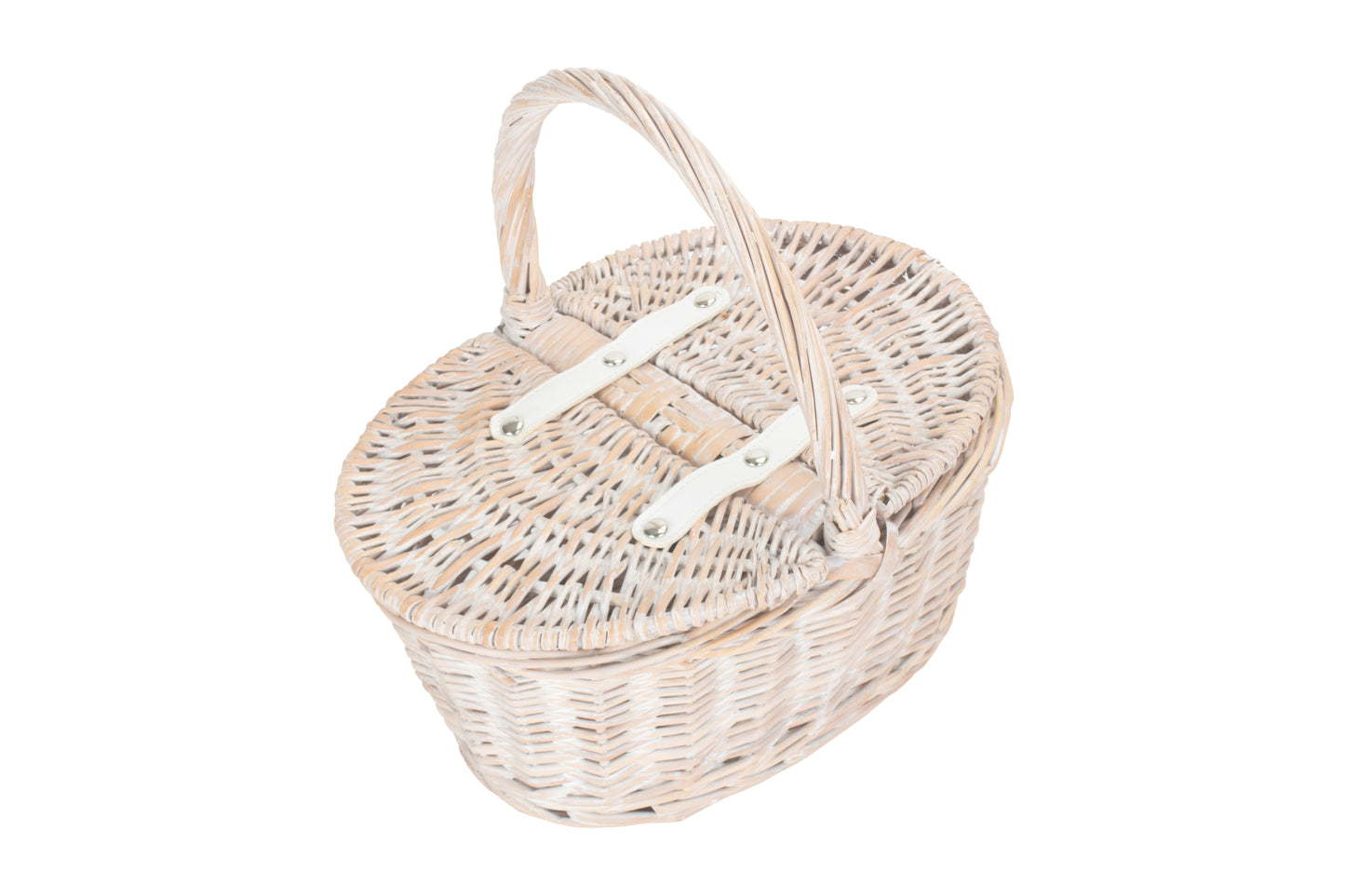 CHILD'S WHITE WASH LIDDED HAMPER