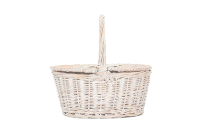 CHILD'S WHITE WASH LIDDED HAMPER