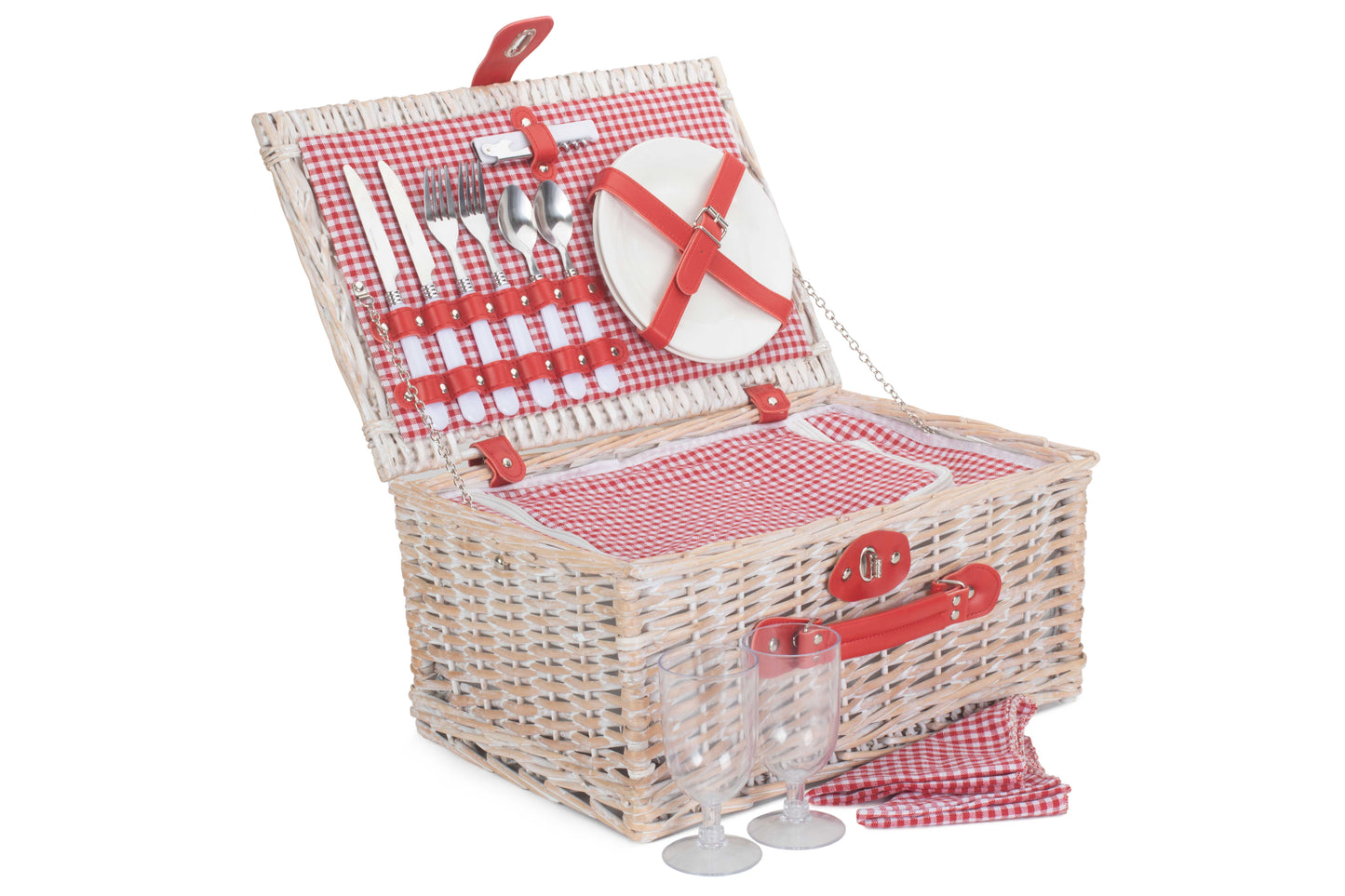 RED & WHITE GINGHAM 2 PERSON FITTED HAMPER