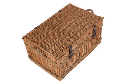 ROPE HANDLED GREEN TWEED 6 PERSON HAMPER