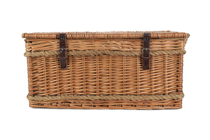 ROPE HANDLED GREEN TWEED 6 PERSON HAMPER