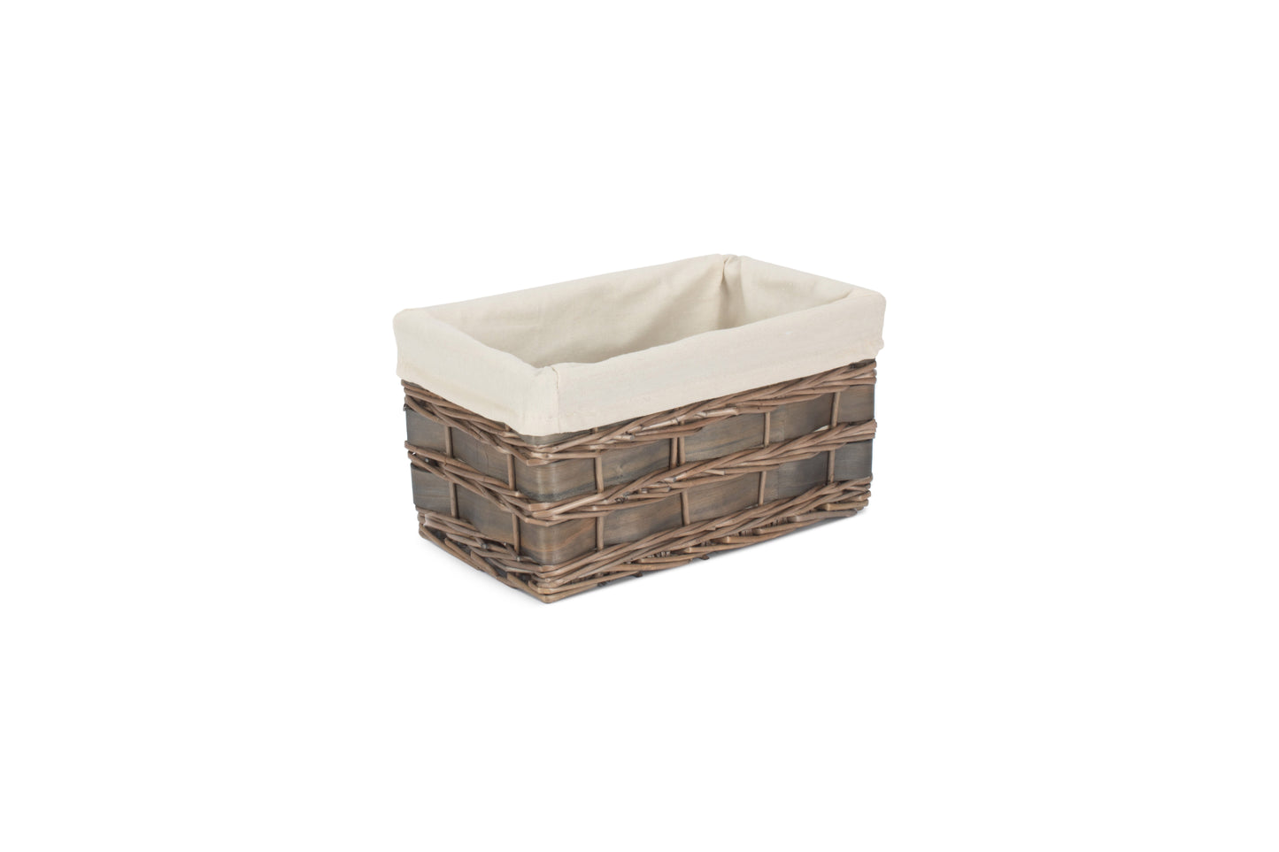 SMALL GREY SCANDI STORAGE BASKET with WHITE LINING