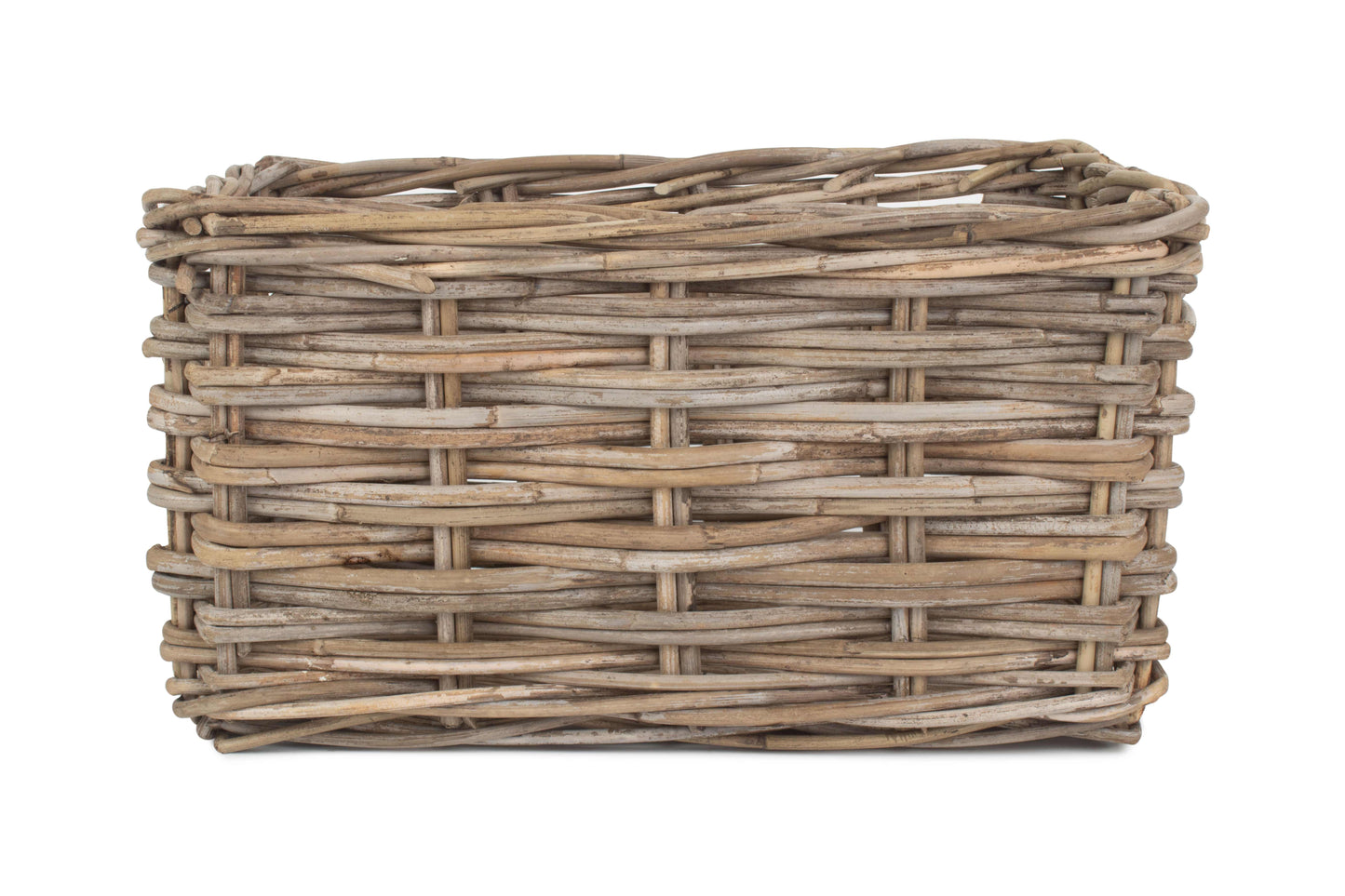 MEDIUM RECTANGULAR GREY RATTAN STORAGE BASKET