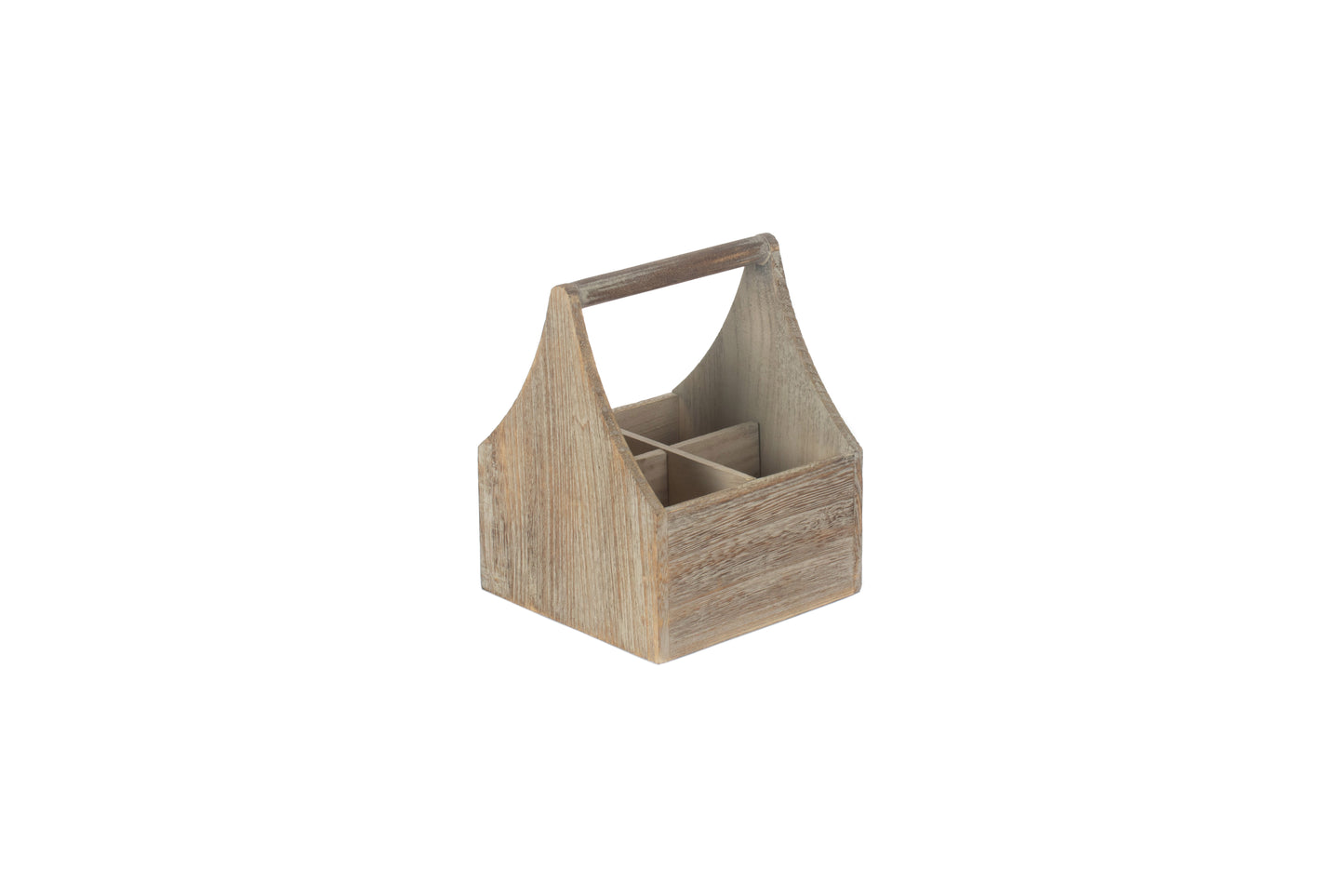 OAK EFFECT SQUARE 4 SECTION CUTLERY HOLDER