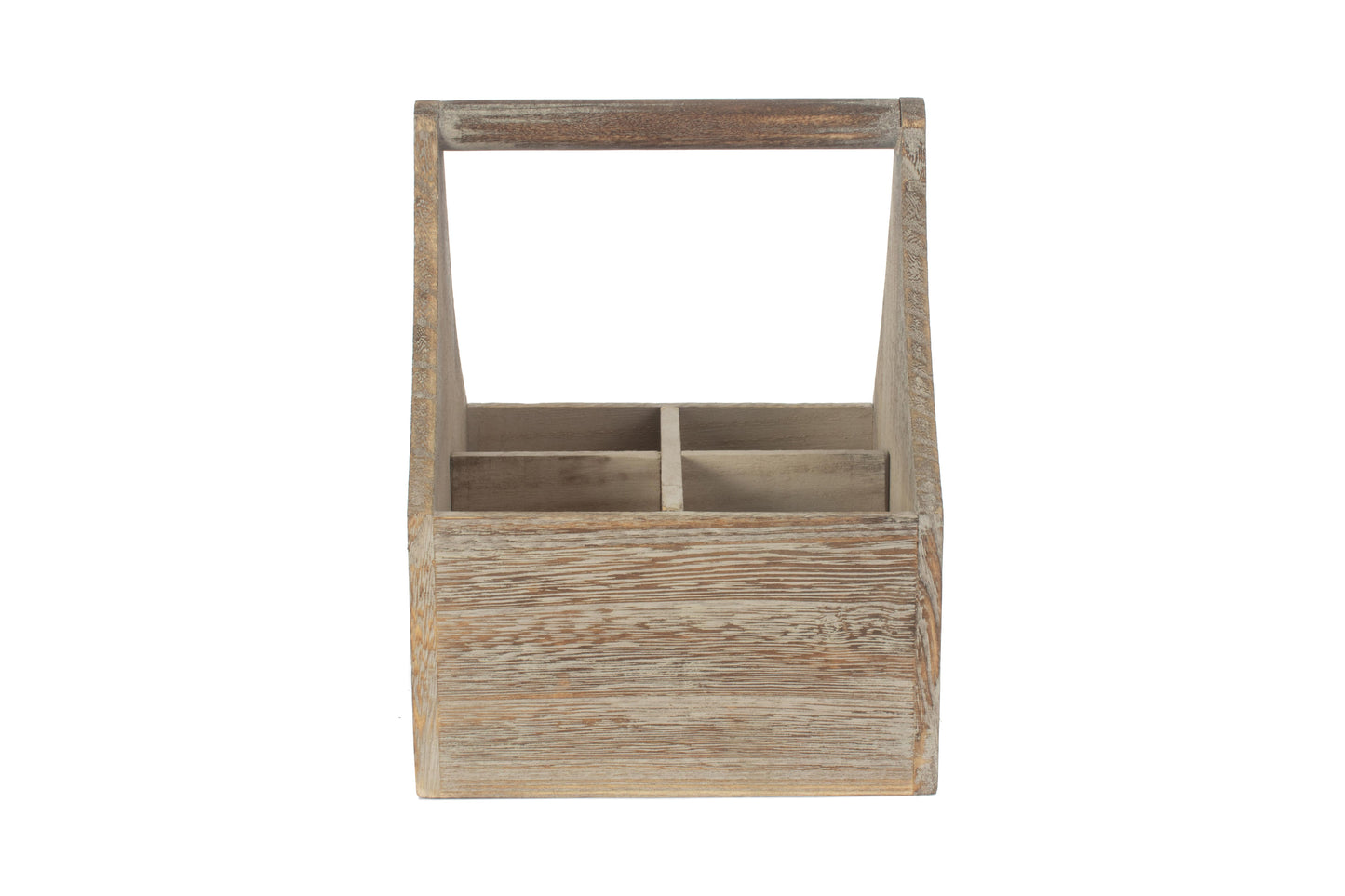 OAK EFFECT SQUARE 4 SECTION CUTLERY HOLDER