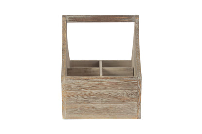 OAK EFFECT SQUARE 4 SECTION CUTLERY HOLDER