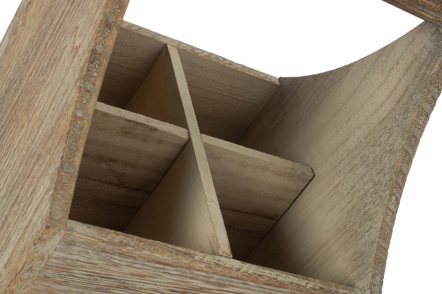 OAK EFFECT SQUARE 4 SECTION CUTLERY HOLDER