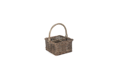 ANTIQUE WASH SQUARE 4 SECTION CUTLERY BASKET
